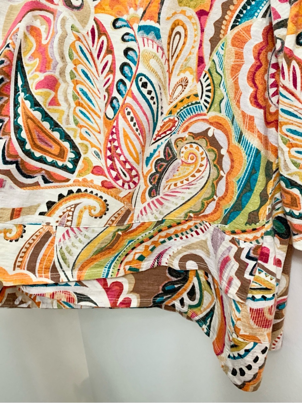 Chicos Paisley Scoop Neck 3/4 Sleeve Cotton Modal Top Blouse Shirt 3 - XL - Picture 4 of 8